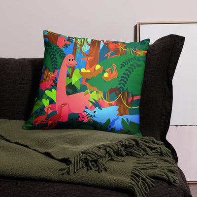 Dinosaurs in the Forest Pillow