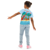 Dino Day At The Beach Print-All-Over Girl's T-Shirt