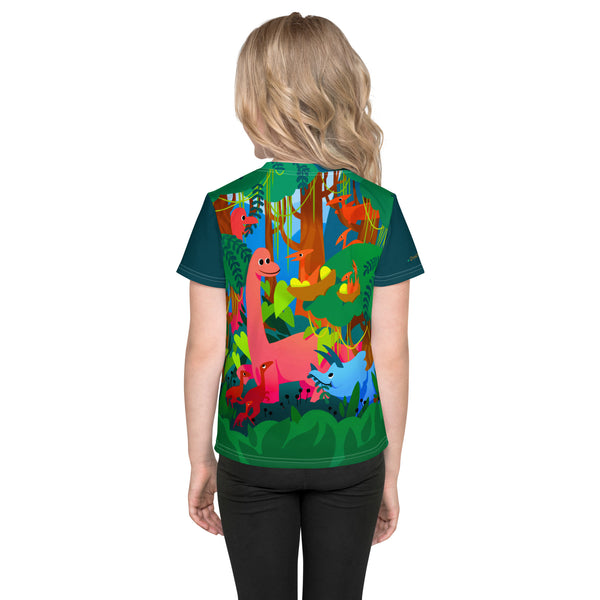 Dinosaurs in The Forest Print-All-Over-Kid's T-Shirt