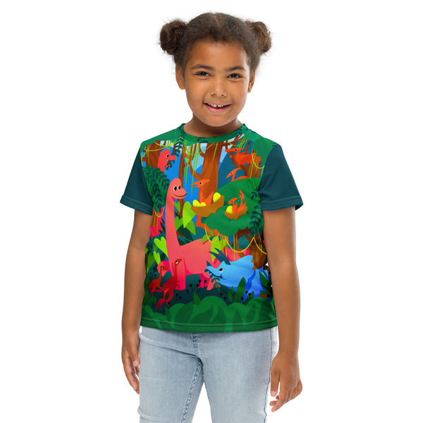 Dinosaurs in The Forest Print-All-Over-Kid's T-Shirt