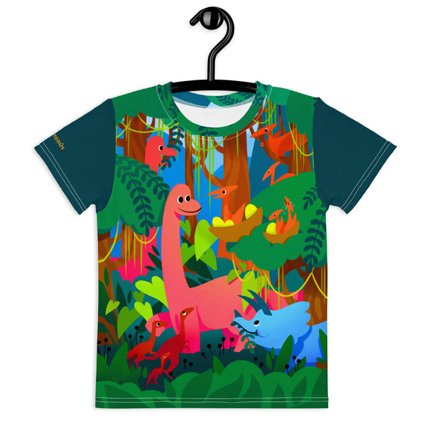 Dinosaurs in The Forest Print-All-Over-Kid's T-Shirt