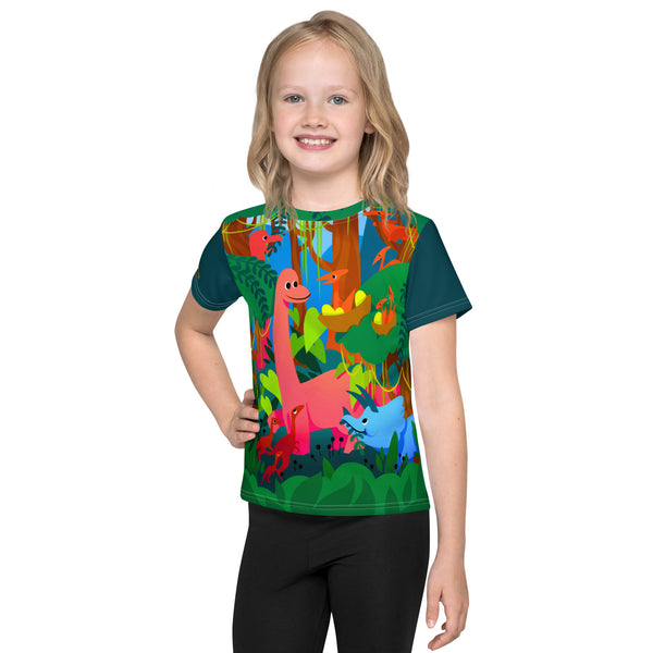 Dinosaurs in The Forest Print-All-Over-Kid's T-Shirt