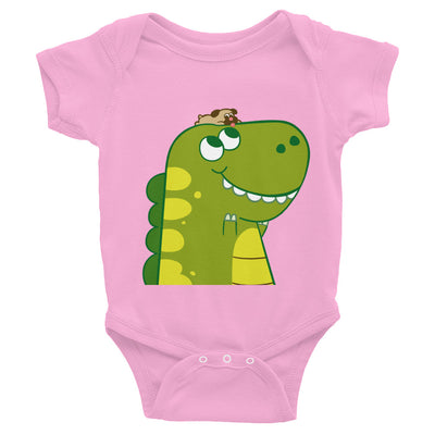 Organic Cotton Pug and T-Rex Baby Onesie