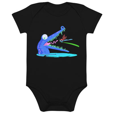 Organic Cotton Crocodile Teeth Baby Onesie