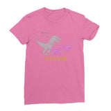 Dinostorus Doodle T-Rex Attack Womens T-Shirt Pink