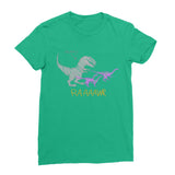 Dinostorus Doodle T-Rex Attack Womens T-Shirt Green
