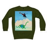 Dinostorus Helicopter Ride Standard Kids Sweatshirt Khaki