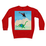 Dinostorus Helicopter Ride Standard Kids Sweatshirt Red