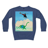 Dinostorus Helicopter Ride Standard Kids Sweatshirt Royal Blue