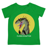 Dinostorus Floss-O-Raptor Womens T-Shirt Kelly Green