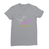 Dinostorus Doodle T-Rex Attack Womens T-Shirt Grey