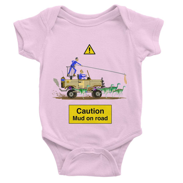 Dinostorus The Jeep Crew Baby Onesie Light Pink