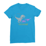 Dinostorus Doodle T-Rex Attack Womens T-Shirt Sapphire
