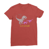 Dinostorus Doodle T-Rex Attack Womens T-Shirt Red