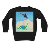 Dinostorus Helicopter Ride Standard Kids Sweatshirt Black