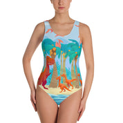 Dinos on The Beach-One-Piece Swimsuit